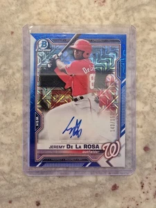 2021 Bowman Chrome Prospects Blue Refractor /150 Jeremy De La Rosa #CPA-JDL Auto - Picture 1 of 2