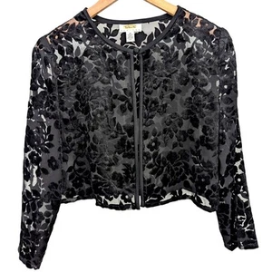 Giacca Shaw Vintage Trasparente Velluto Burnout Floreale Talbots 14p L Coquette Goth Fairy - Foto 1 di 4