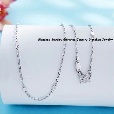 Collar de cadena de platino puro Pt950 950 para hombre y mujer de 2,2 mm cuadrado de eslabones en O 3 g/17,9 pulgadas Foto 1 de 4