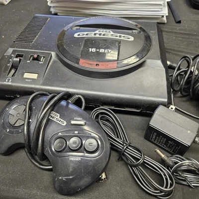 SEGA Genesis Console Model 1601 Black 16-Bit w/ OEM Controllers & Cords - TESTED - Image 1 of 4