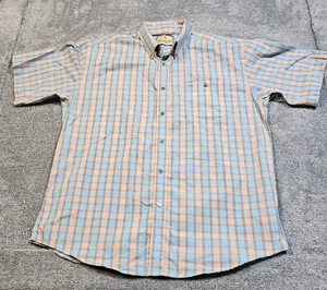 Wrangler Western Mens Button Up Shirt XL/TG Teal Salmon Plaid VTG Cotton Blend - Picture 1 of 8