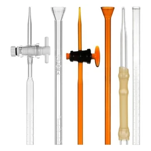Cristalería de laboratorio de bureta alcalina de ácido transparente 10 ml-100 ml PTFE llave de paso de pistón CA - Imagen 1 de 19