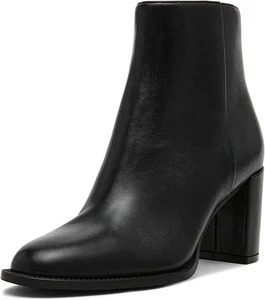 Steve Madden Jozie Ankle Boots, Women's Size 9.5, Black Leather, Block Heel - Picture 1 of 5