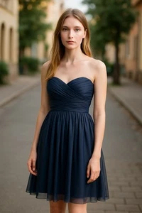 Forever New Royal Blue Strapless Chiffon Formal Dress Size 16 FREE SHIPPING - Picture 1 of 6