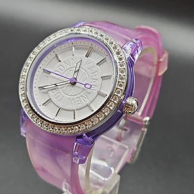 Reloj para mujer DKNY NY-4868 correa de plástico transparente lavanda batería nueva 39MM 7.5" X Foto 1 de 4
