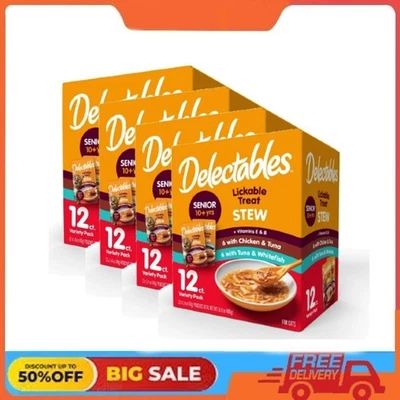 (4 pack) Delectables Stew Senior 10+ Lickable Cat Treats Variety Pack, 12 Pack - Image 1 of 4
