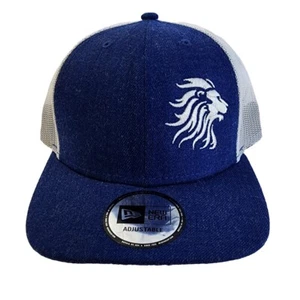 Lion New Era SnapBack Adjustable Hat Cap With Mesh Back Blue White Trucker - Picture 1 of 12