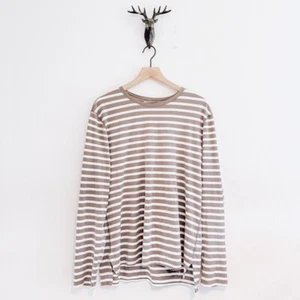 Vince Men's Gray/White Striped Long Sleeve T-Shirt Size Large - Picture 1 of 7