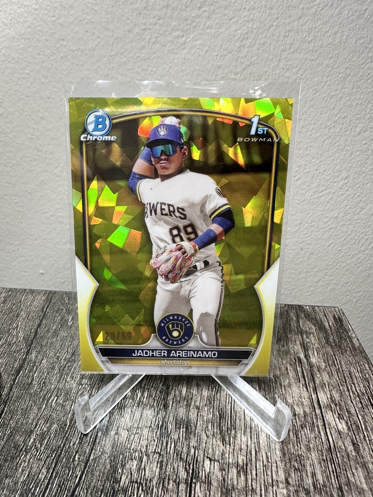 2023 Bowman Chrome Sapphire #BCP-206 Jadher Areinamo Yellow /50 Parallel
