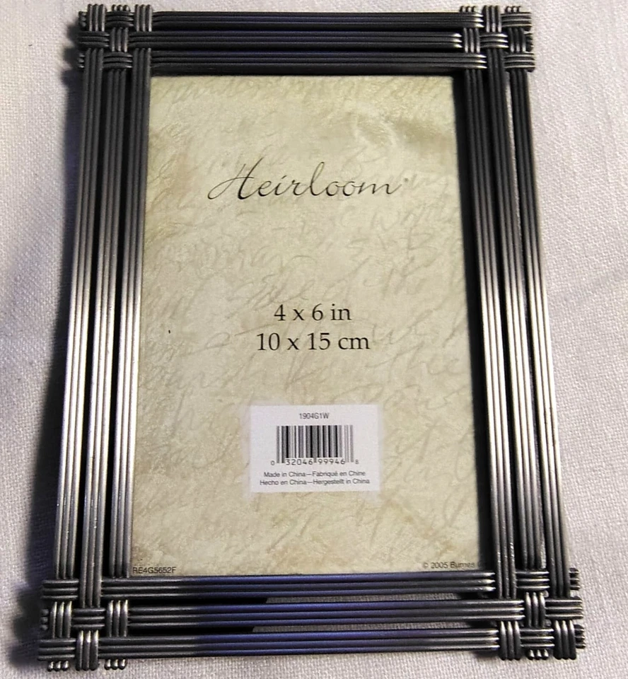 Burnes Heirloom 4x6 Metal Photo Frame Pewter Finish Wire Lattice Design Vintage - Image 1 of 4