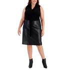 Kasper Womens Faux Leather Knee-Length Daytime Sheath Dress Plus BHFO 3012