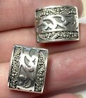 LOIS HILL Sterling Silver EARRINGS  Art Nouveau Style   Omega Clip    SIGNED
