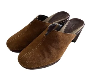 COLE HAAN Women's Shoes Brown Camel Suede Slip On Clogs Mules Heel Size 6.5 - Picture 1 of 5