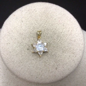 Gold Over Sterling Silver 925 Cz Star Pendant LL403 - Picture 1 of 3