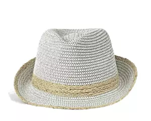 LP300 Damen Dorfman Pacific Naturpapier geflochten Fedora Hut Einheitsgröße - Bild 1 von 3