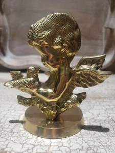 Schöner Vintage Messing Cherub Engel hält Vogel KEGEL Kerzenhalter 5" - Bild 1 von 7