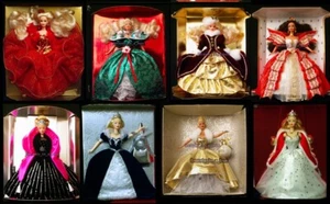 Lote de 8 muñecas Barbie Happy Holidays 1993 1995 - 2001 con respaldo ~ sin caja exterior - Imagen 1 de 6