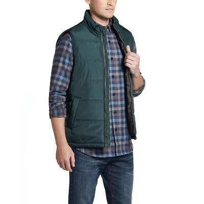 Chaleco acolchado resistente a la intemperie vintage original con cremallera completa para hombre, verde, MD ESF18350 Foto 1 de 4