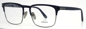 PRADA VPR58Z 02N-1O1 Navy Gunmetal Mens Rectangle Eyeglasses 57-19-145 B:43 - Picture 1 of 16