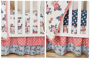 2 Matilda Jane Kinderbettlaken Spannbettlaken rosa Punkte Blumen Baby kleine Tot 52 x 28 - Bild 1 von 6