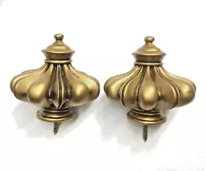 2x Holz Gardinenstange Enden passend für 1 3/8" Stange - zum Anschrauben - GOLD Farbe - Bild 1 von 11