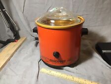 Vintage 70s Rival Crock Pot Flame Orange #3100/2 Slow Cooker 3.5 Qt Core