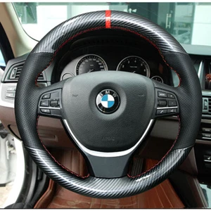 Carbon Fiber&Hole Leather Steering Wheel Hand Sewing Wrap Cover Fit For BMW F01 - Picture 1 of 7