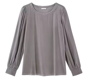 Top J Jill Gris Mixto Media Terciopelo Grande Manga Larga Puños Calados, Suave Nuevo con Etiquetas - Imagen 1 de 12