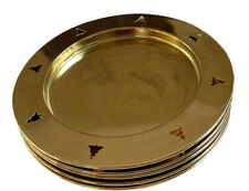Set Of 5 Vtg Gold Metal Pierced Plates Christmas Tree 9” Diameter 6" Inner NEW