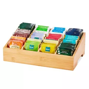 Tea Bag Organizer Bamboo Tea Storage Organizer With 12 Compartments 1 Layer Tea - Picture 1 of 7