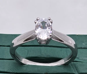 14k White Gold Finish 3.41Ct Oval Cut Lab Created Diamond Women Solitaire Ring - Picture 1 of 2