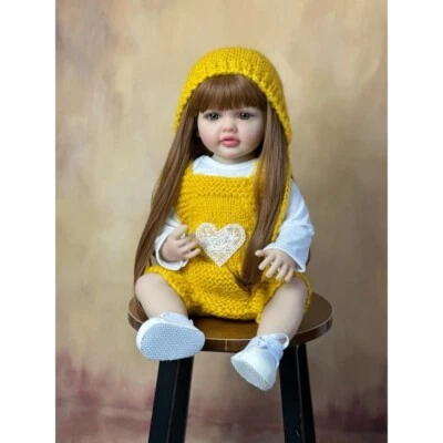 22in Full Body Vinyl Reborn Baby Doll Girl Princess Long Hair Toddler Washable - Bild 1 von 4