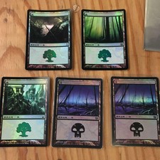 Foil Basic Land Forest 3Sheets Swamp 2Sheets 9Th Edition