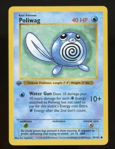Pokemon Base Set POLIWAG 59/102 1st Edition Shadowless - Picture 1 of 2