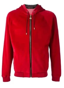Versace Velvet hoodie with Leather trim Medusa Head and pockets - Picture 1 of 8