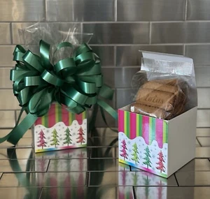 Christmas Tree Theme Gift-Basket/Box & 1/2 LB Lotus Biscoff Cookies Wrap & Bow - Picture 1 of 3
