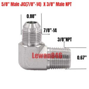 Hydraulic 37° Flare To 90° Pipe Adapter 5/8" Male JIC(7/8"-14) X 3/8" Male NPT - Picture 1 of 1