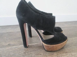 PRADA black suede peep toe heel sz. 37 - Picture 1 of 9