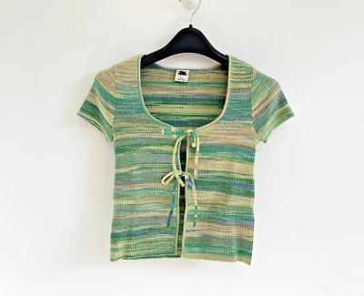 Camiseta Urban Outiffters Lola Tejida Top Corbata Verde Tinte Espacial Acanalada Reino Unido 10 - NUEVA Foto 1 de 4