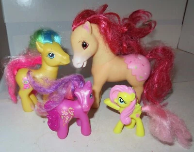 My Little Pony 4 pc Lot MLP Multi Size Age Used Plastic Toy 2008 2011 2006 2007 - Image 1 of 4
