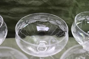 Morgantown Etch 727 Lily Pads 7 bicchieri da champagne Sherbet alti gambo bulbo - Foto 1 di 10
