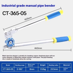 Manual Stainless Steel Pipe Bender Thin Iron Pipe 0-180 Degrees Bender - Picture 1 of 23