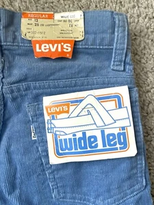 80s Baby Blue Wide Leg Levi’s Corduroy - Picture 1 of 6