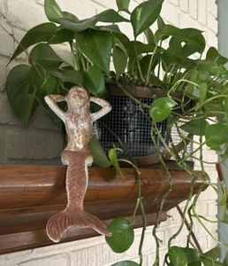 Figura de sirena náutica de hierro fundido rústica de colección estatua decoración de playa - Imagen 1 de 19
