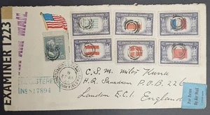 1944 An envelope sent from U.S.A to Czechoslovakia field post opened by examiner - Picture 1 of 4