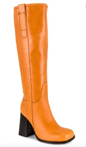 NEW FREE PEOPLE TUSCAN TAN NAOMI TALL HEEL LEATHER BOOTS SZ 9 - Picture 1 of 13