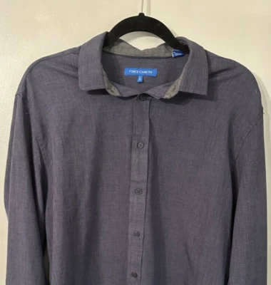 Vince Camuto Para Hombres Abotonada Manga Larga Talla Grande Azul Gris Cambray Foto 1 de 4