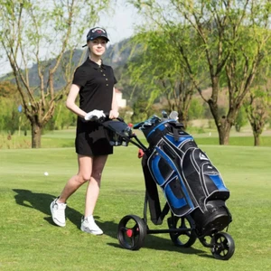 Golf Buggy Trolley Cart 3 Removable Wheel Push Pull Foldable Footbrake Mesh Bag. - Picture 1 of 10