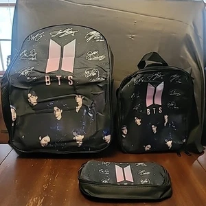 BTS Set Of 3 Backpack, Insulated Lunch Bag, Pencil Case Set K-POP BRAND NEW - Picture 1 of 17