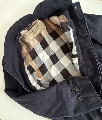 Burberry Brit Cotton Car Coat Navy Check Lined Jacket Womens Small - Image 1 of 4